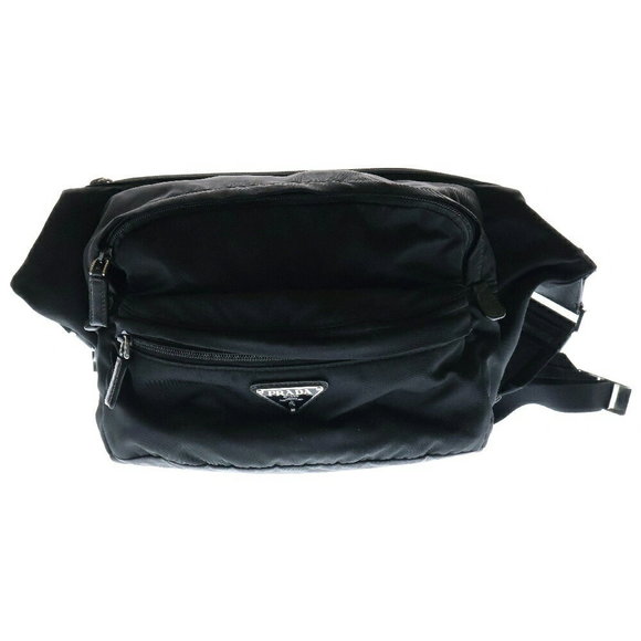 Prada Triangle Bag Nylon Waist Pouch Body Black - Picture 1 of 5